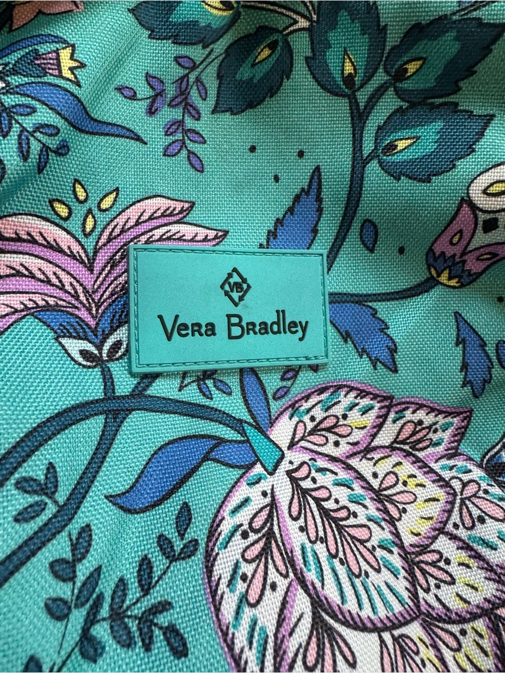 Vera Bradley Teal Floral Quilted Tote with Pink and Blue Accents - Picture 2 of 5